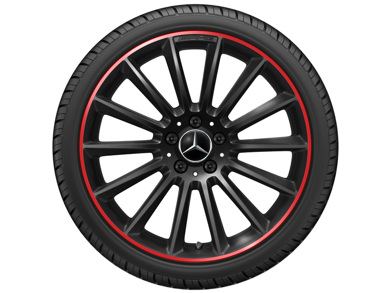AMG-multispaaksvelg, 48,3 cm (19 inch), velgrand rood gelakt, A-Klasse, 235/35 R19/, zwart, A17740119009Y31