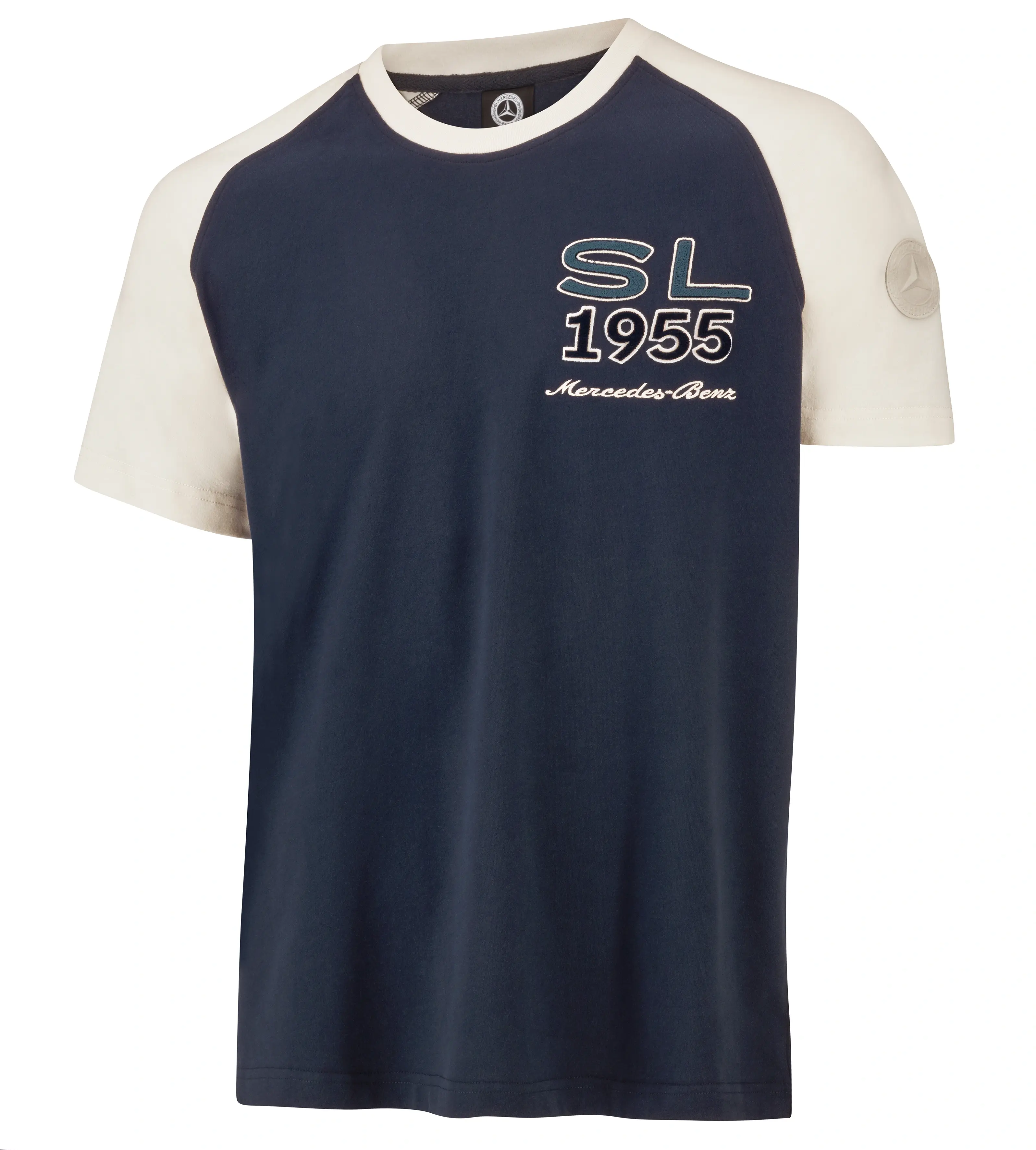 T-Shirt Herren, navy / creme, B6604194