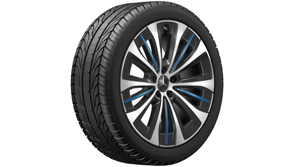 Multispaaks velg zwart/blauw gepolijst, Bridgestone, TURANZA T005 MOE-S, 255/40 R20 101Y XL, zomer, Q440641910140