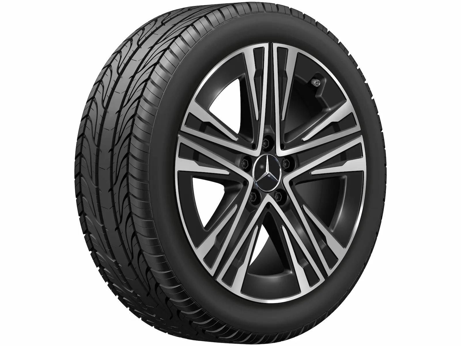 5-W-spoke wheel, Aero, 45.7 cm (18 inch), 9 J x 18 ET 66, black, high-sheen, aluminum, A17440123007X23