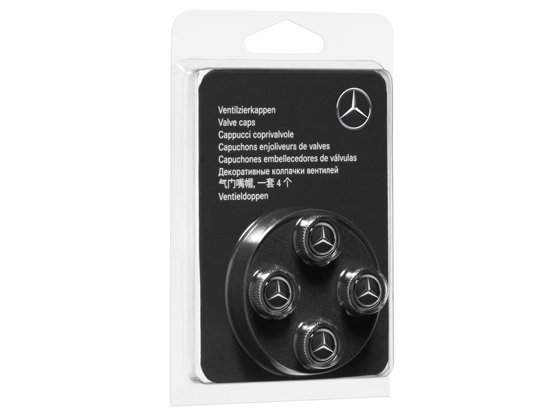 Valve trim cap, set, 4-piece, (e.g. S-Class/ GLC/ EQB), chrome, B66472002