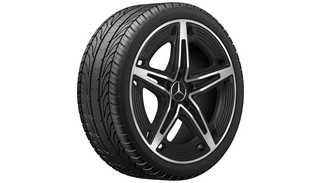 AMG 5-spoke wheel, 48.3 cm (19-inch), high-sheen, CLA, 245/35 R19/, matt black, A11840106007X36 AMG 5-spoke wheel, 48.3 cm (19-inch), high-sheen, CLA, 245/35 R19/, matt black, A11840106007X36