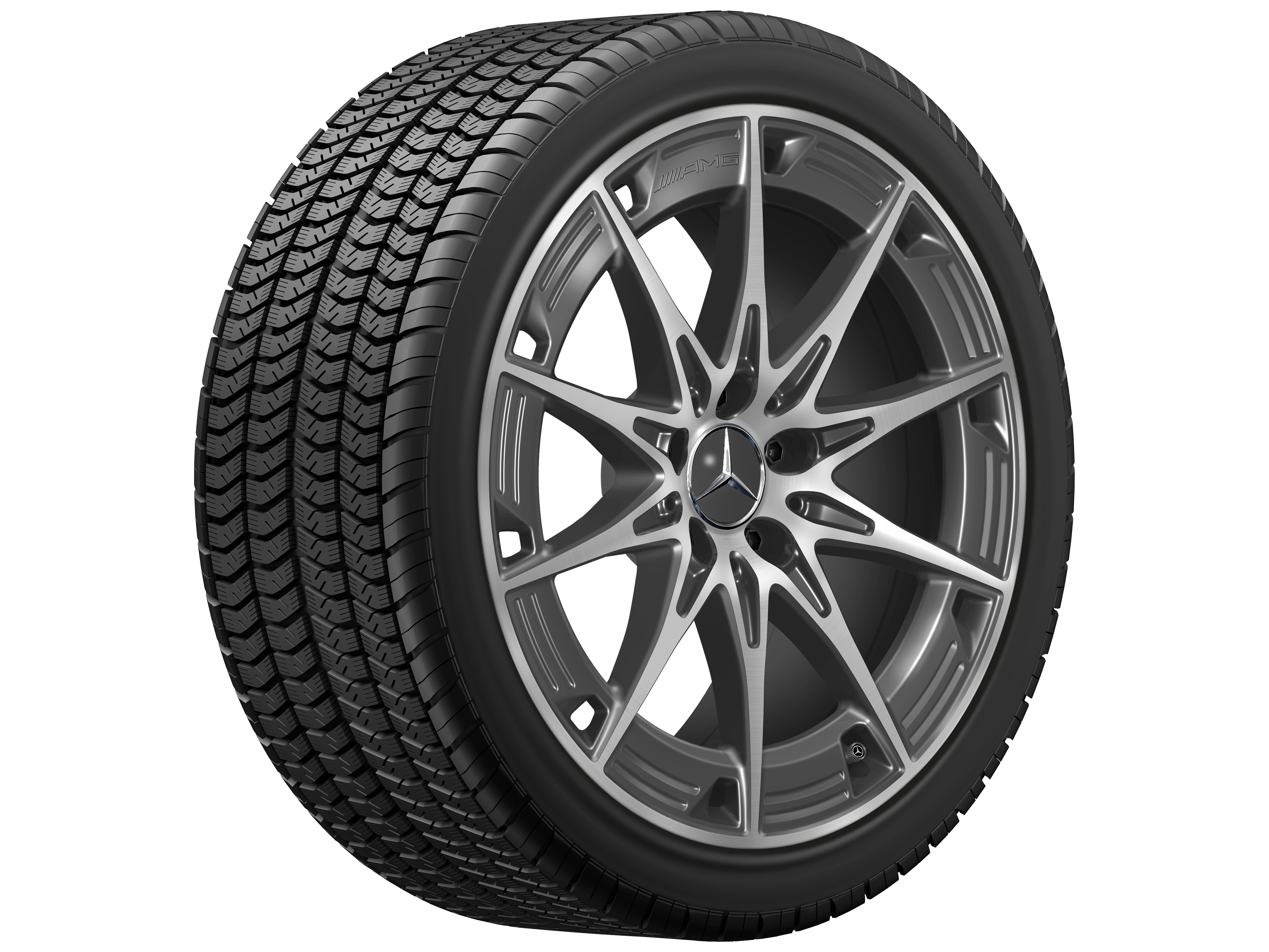 AMG Leichtmetallrad, im 10-Speichen-Design, 48,3 cm (19 Zoll), 9 J x 19 ET 48, tantalgrau, glanzgedreht, A17440118007Y51 AMG Leichtmetallrad, im 10-Speichen-Design, 48,3 cm (19 Zoll), 9 J x 19 ET 48, tantalgrau, glanzgedreht, A17440118007Y51