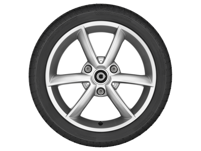 3-spoke alloy wheel, Design 8, 38.1 cm (15-inch), smart, 175/55 R15/, titanium silver, A4514013102CA4L