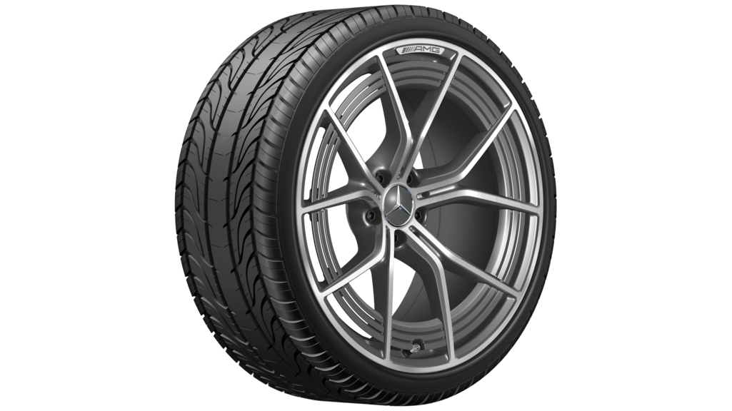 AMG forged wheel in cross-spoke design, 53.3 cm (21-inch), high-sheen, AMG GT, 305/30 R21/, tantal gray, A1924002000 AMG forged wheel in cross-spoke design, 53.3 cm (21-inch), high-sheen, AMG GT, 305/30 R21/, tantal gray, A1924002000