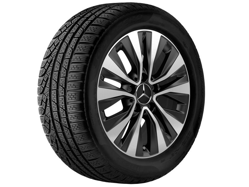 5-Doppelspeichen-Rad, Aero, Schwarz Matt, Glanzgedreht , Michelin, Alpin 5 MO, 205/60 R16 92H, Winter, Q440141512570G2