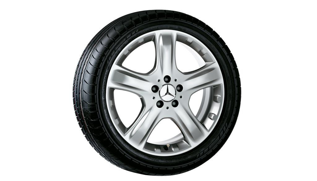 Cerchio a 5 razze, 48,3 cm (19 pollici), Classe M-GLE, 285/45 R19/, argento titanio, B66474349 Cerchio a 5 razze, 48,3 cm (19 pollici), Classe M-GLE, 285/45 R19/, argento titanio, B66474349