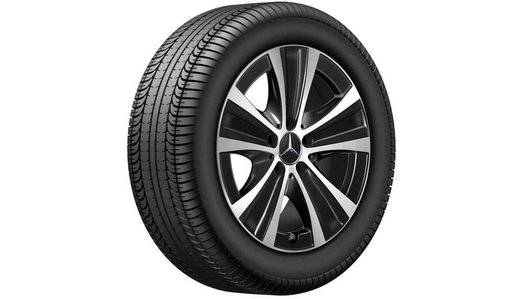 5-Speichen-Rad, 43,2 cm (17 Zoll), glanzgedreht, E-Klasse, 225/55 R17/, schwarz, A21340136007X23