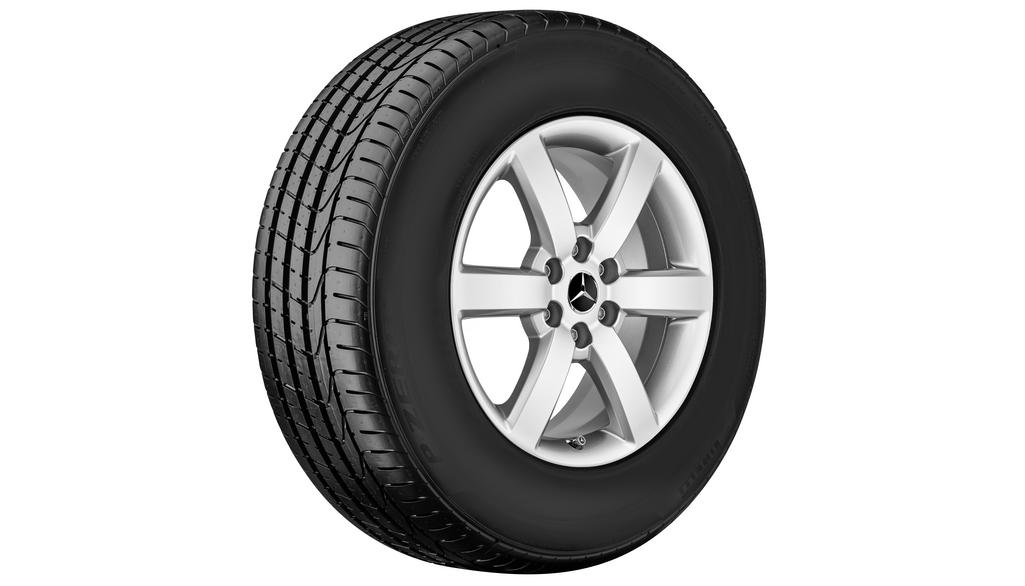 Cerchio a 6 razze, 43,2 cm (17 pollici), Classe X, 255/65 R17/, argento vanadio, A4704015500 Cerchio a 6 razze, 43,2 cm (17 pollici), Classe X, 255/65 R17/, argento vanadio, A4704015500