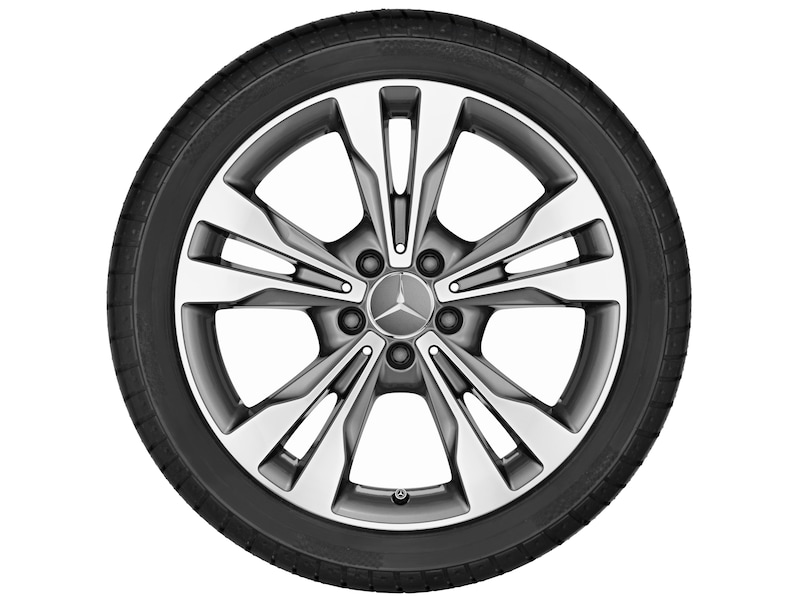 Mercedes-Benz Original Winter-Komplettrad 5-Doppelspeichen tremolit-metallic glanzgedreht , Michelin, Pilot Alpin PA4 MO, 245/45 R18 100 V XL, Winter, Q44019151034A