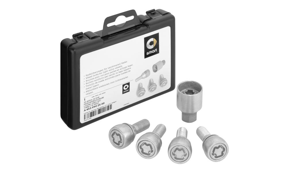 Radsicherungssatz, für Leichtmetallräder, smart, silberfarben, A4539902500 Radsicherungssatz, für Leichtmetallräder, smart, silberfarben, A4539902500