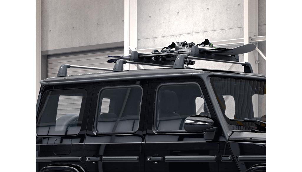 Base carrier, three crossbars, G-Class, silver-colored, black, A4638902900 Base carrier, three crossbars, G-Class, silver-colored, black, A4638902900