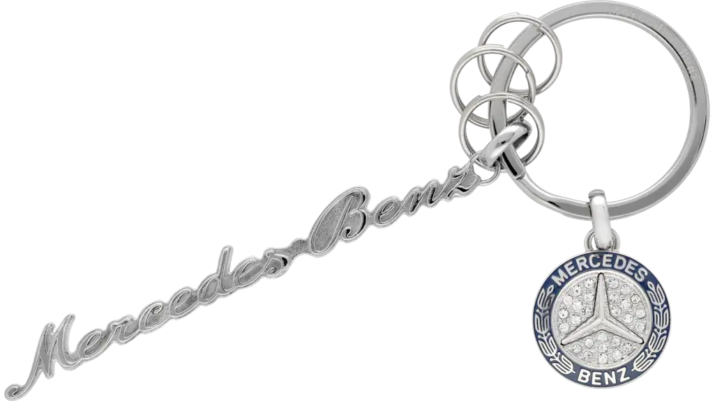 Key fob, Mercedes Classic lettering, silver / blue, B66041762 Key fob, Mercedes Classic lettering, silver / blue, B66041762