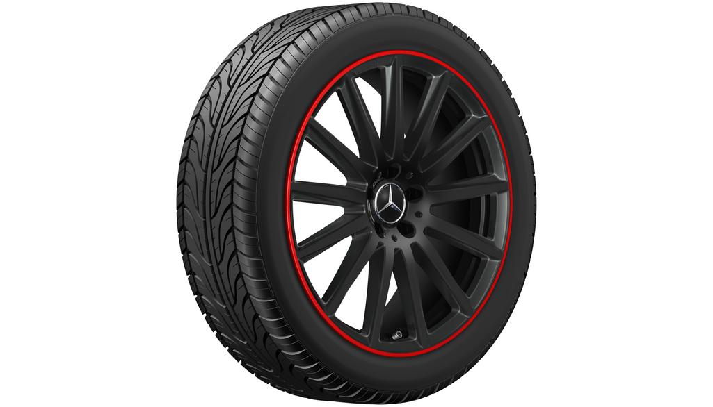 AMG Vielspeichen-Rad, 50,8 cm (20 Zoll), Felgenhorn rot lackiert, GLB/ GLA, 235/45 R20/, schwarz, A24740116009Y31