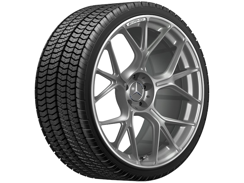 AMG Schmiederad im Kreuzspeichen-Design, 53,3 cm (21 Zoll), Felgenhorn glanzgedreht, AMG GT, 295/30 R21/, grau Himalaya matt, A19240113007X70