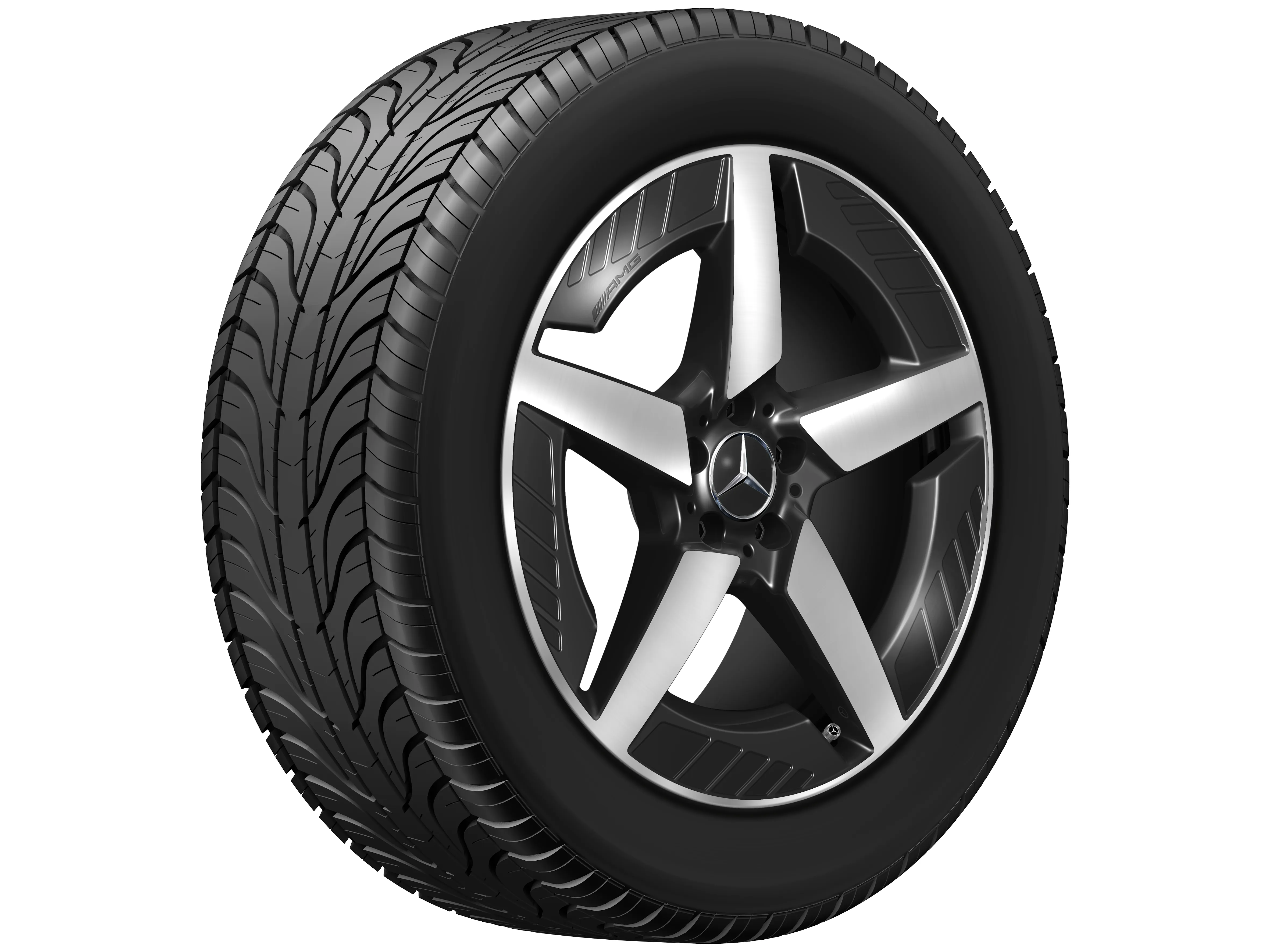 AMG Leichtmetallrad, im 5-Speichen-Design, 50,8 cm (20 Zoll), glanzgedreht, 9 J x 20 ET 57,1, schwarz, glanzgedreht, A16740165017X23 AMG Leichtmetallrad, im 5-Speichen-Design, 50,8 cm (20 Zoll), glanzgedreht, 9 J x 20 ET 57,1, schwarz, glanzgedreht, A16740165017X23