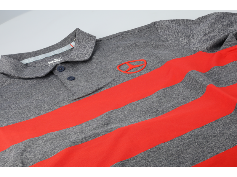 Golf-Poloshirt Herren, grau / melange / rot, B66450419
