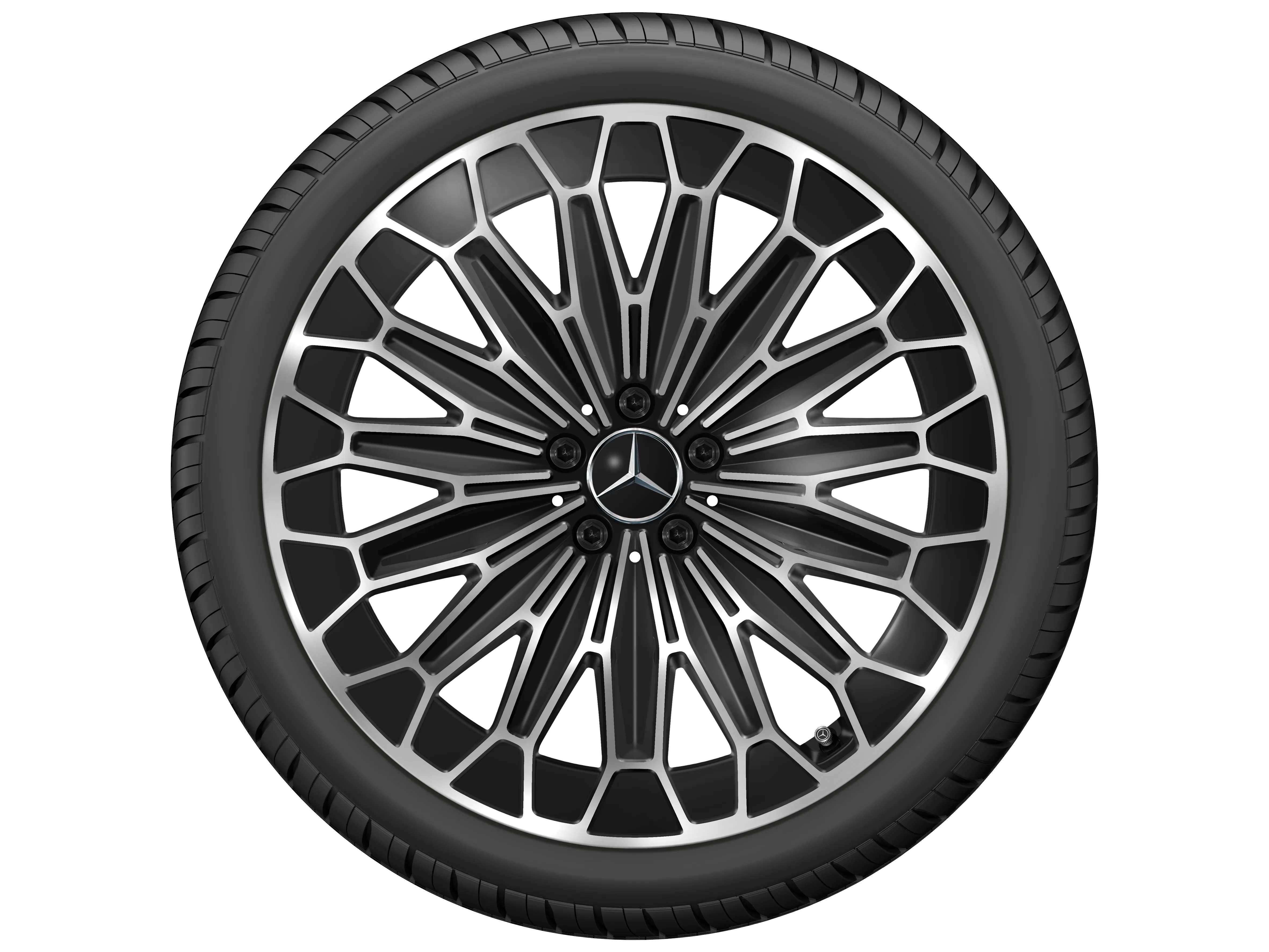 Vielspeichen-Rad, Aero, 53,3 cm (21 Zoll), 9,5 J x 21 ET 41,5, schwarz, glanzgedreht, A29740134007X23 Vielspeichen-Rad, Aero, 53,3 cm (21 Zoll), 9,5 J x 21 ET 41,5, schwarz, glanzgedreht, A29740134007X23