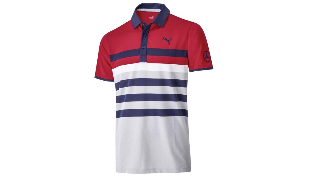 Golf-Poloshirt Herren, grau / navy / rot, B6645059
