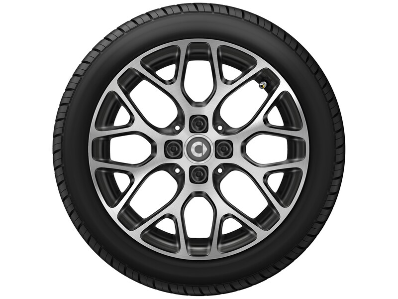 10-spoke alloy wheel, 40.6 cm (16-inch), high-sheen, smart, 185/50 R16/, black, A4534016601