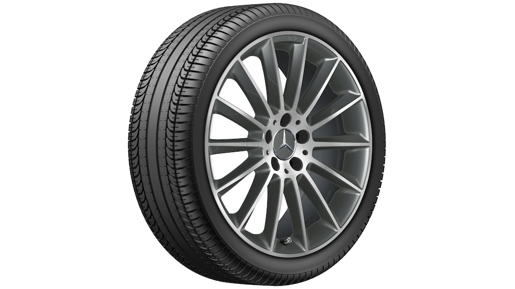 AMG multi-spoke wheel, 48.3 cm (19-inch), high-sheen, CLA/ B-Class/ A-Class, 225/40 R19/, titanium gray, A17740116007X21 AMG multi-spoke wheel, 48.3 cm (19-inch), high-sheen, CLA/ B-Class/ A-Class, 225/40 R19/, titanium gray, A17740116007X21