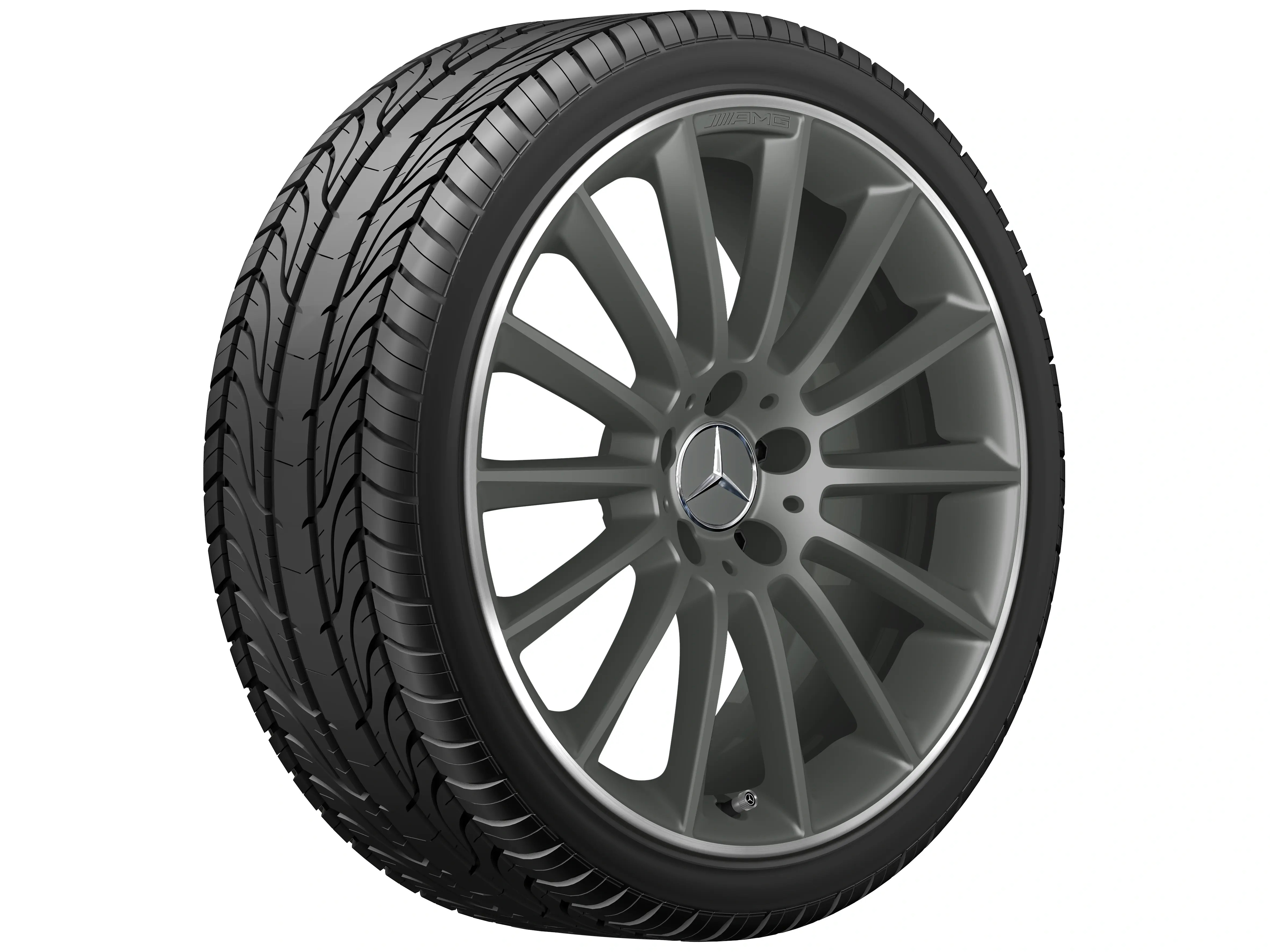 AMG-multispaaksvelg, 48,3 cm (19 inch), glimmende velgrand, CLA, 245/35 R19/, tantaalgrijs, A11840103007Y78 AMG-multispaaksvelg, 48,3 cm (19 inch), glimmende velgrand, CLA, 245/35 R19/, tantaalgrijs, A11840103007Y78