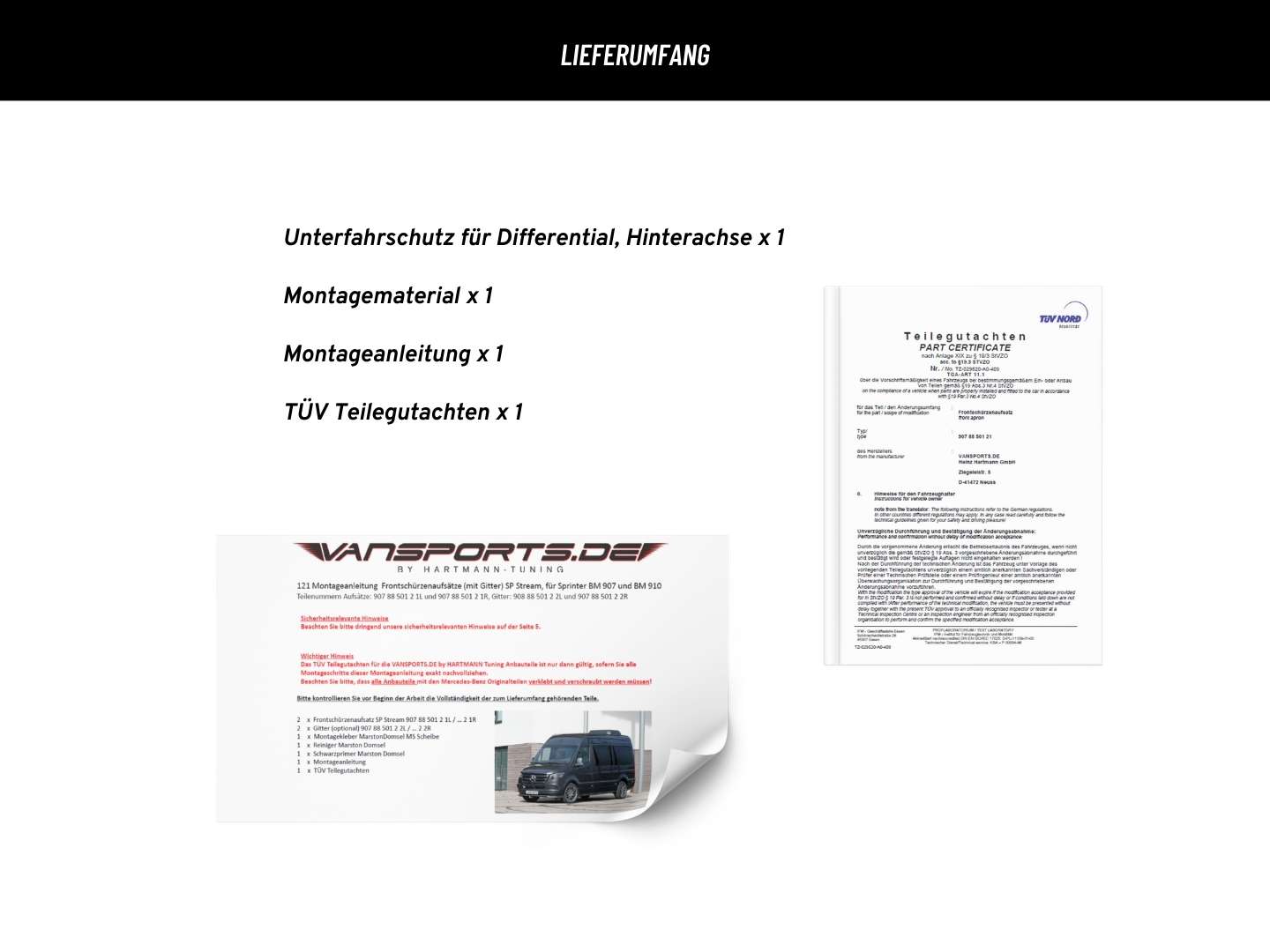 Aluminium onderrijbeveiliging voor Sprinter 907 (tussenbak), VS-'90761301