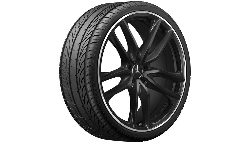 AMG 5-twin-spoke wheel, 58.4 cm (23 inch), rim flange high-sheen, GLS, 285/40 R23/, black, A16740177007X72