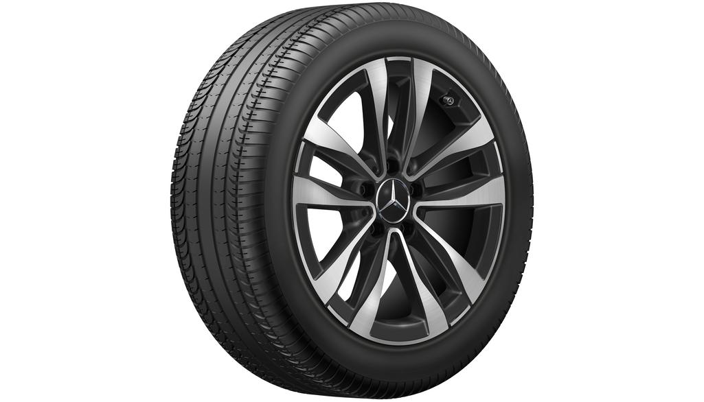 5-Doppelspeichen-Rad, Aero, 43,2 cm (17 Zoll), glanzgedreht, C-Klasse, 225/50 R17/, schwarz, A20640174007X23