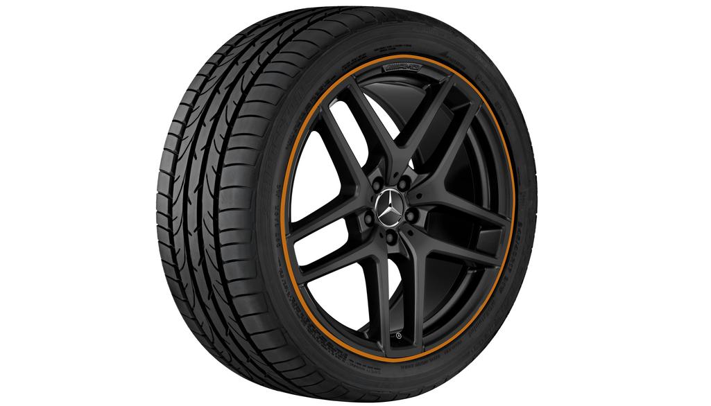 AMG 5-dubbelspaaks velg, 53,3 cm (21 inch), velgrand oranje gelakt, GLE, 275/45 R21/, zwart, A29240129009Y14