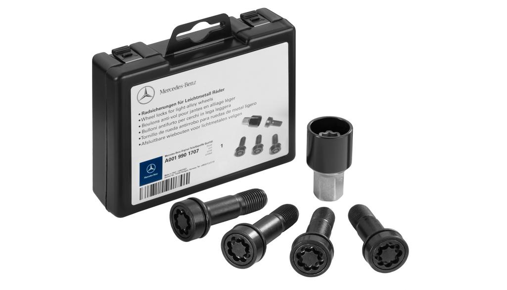 Kit bloccaggio ruota, M14 x 1,5 x 45, (es. Classe S/ GLC/ EQB), nero, A0019901707 Kit bloccaggio ruota, M14 x 1,5 x 45, (es. Classe S/ GLC/ EQB), nero, A0019901707