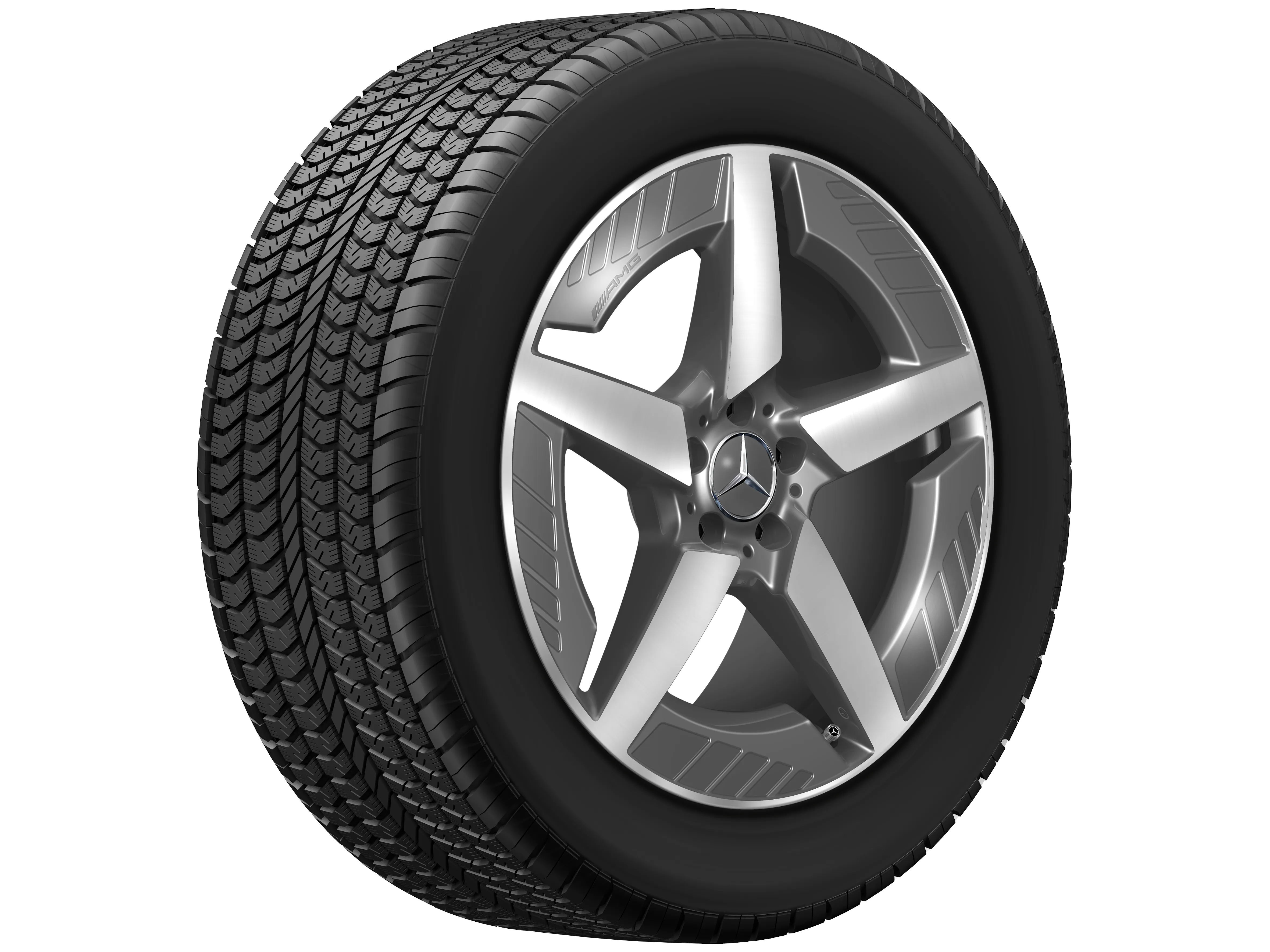 AMG Leichtmetallrad, im 5-Speichen-Design, 50,8 cm (20 Zoll), 9 J x 20 ET 57,1, tantalgrau, glanzgedreht, A16740165017Y51