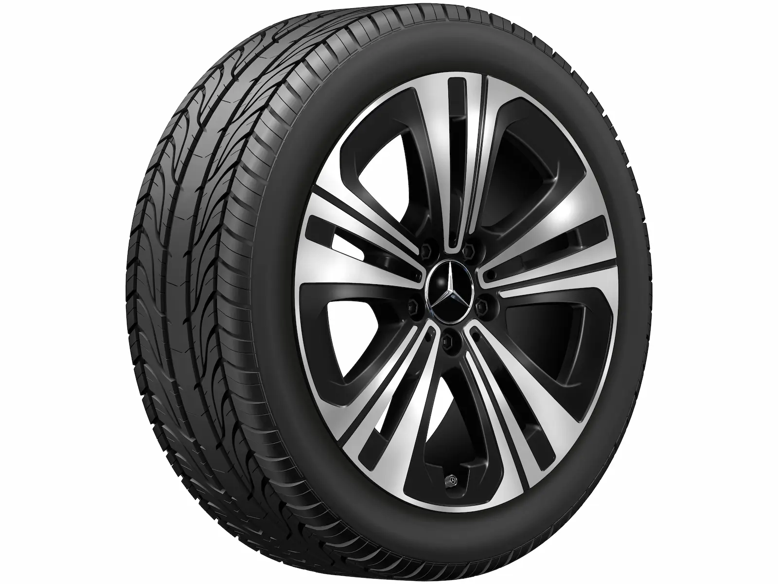 5-dubbelspaaks wiel, Aero, 45,7 cm (18 inch), 9 J x 18 ET 66, zwart, hoogglans, aluminium, A17440131007X23