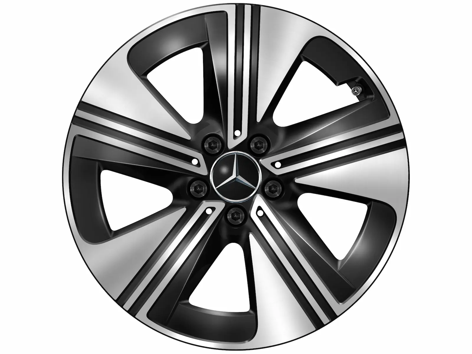 Cerchio a 5 razze, Aero, 45,7 cm (18 pollici), 9 J x 18 ET 66, nero, lucido, alluminio, A17440105007X23 Cerchio a 5 razze, Aero, 45,7 cm (18 pollici), 9 J x 18 ET 66, nero, lucido, alluminio, A17440105007X23