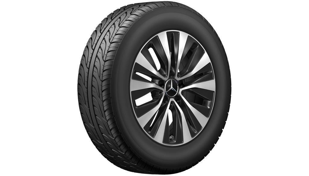 5-dubbelspaaks velg, 43,2 cm (17 inch), hoogglans, aerodynamisch geoptimaliseerd, (inclusief CLA/B-Klasse/A-Klasse), 205/55 R17/, zwart, A17740110007X23